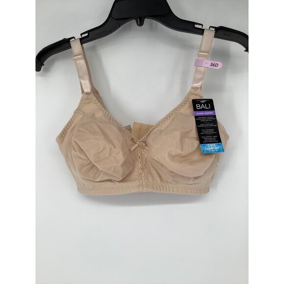 Bali Women's 36D Soft Taupe Double Support Cotton Blend Wireless Bra G11-9 - Picture 3 of 9